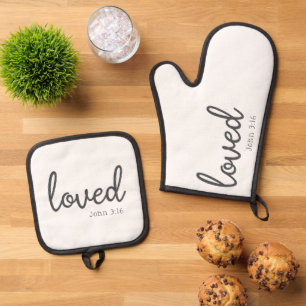 Minimalist John 3:16 love Oven Mitt & Pot Holder Set