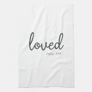 Minimalist John 3:16 loved Tea Towel