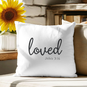Minimalist John 3:16 loved throw pillow