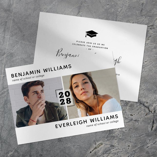 Minimalist Joint Graduation Party Invitation (Creator Uploaded)