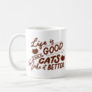Minimalist Joy Cat Heartwarming Warm Brown Cute Coffee Mug