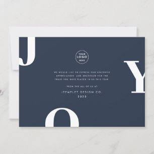 Minimalist Joy Christmas Company Business Logo Holiday Card