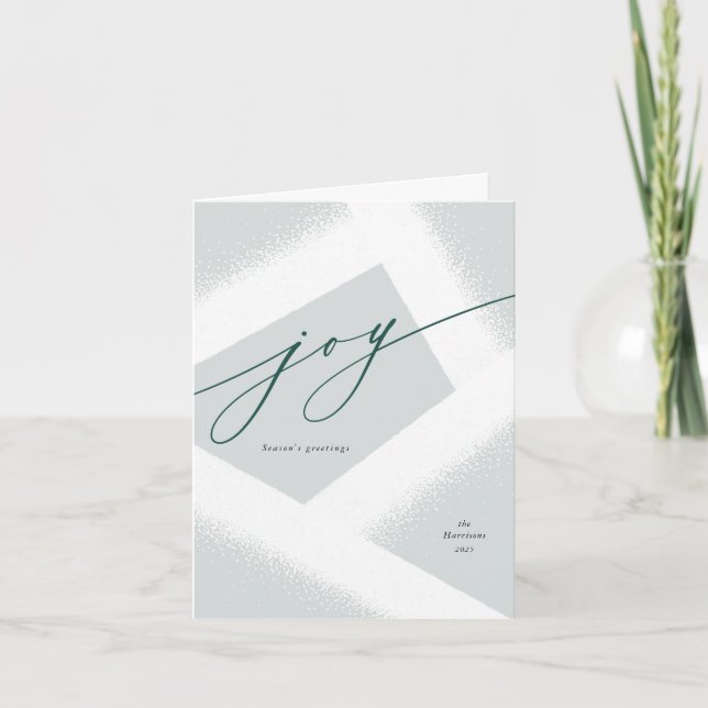 Minimalist Joy Green White Non-Photo Holiday Card (Front)