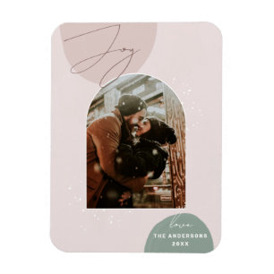 Minimalist Joy Holiday Photo Modern Christmas Magnet