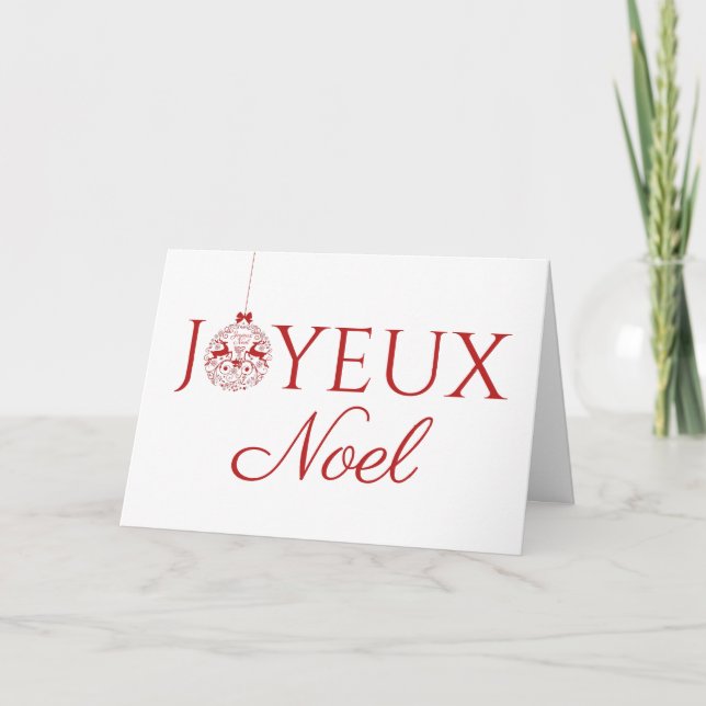 Minimalist Joyeux Noel French Christmas Ornament Holiday Card (Front)