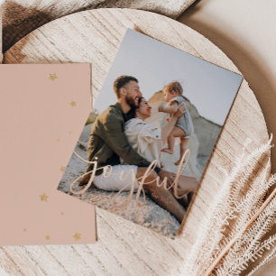 Minimalist Joyful 1 Photo Real Foil Holiday Card