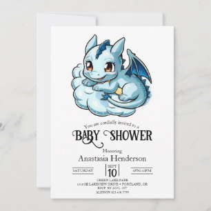 Minimalist Joyful Digital Dragon Baby Shower Invitation