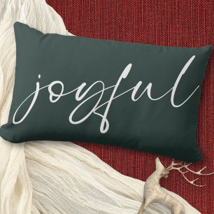 Minimalist Joyful Modern Calligraphy Dark Green  Lumbar Cushion