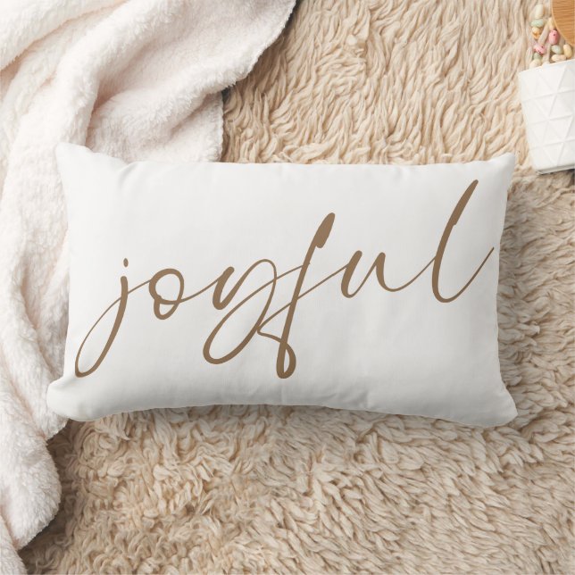 Minimalist Joyful Modern Gold Calligraphy Lumbar Cushion (Blanket)