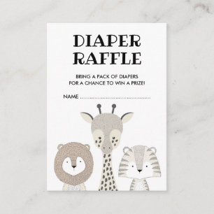 Minimalist Jungle Safari Baby Diaper Raffle Modern Enclosure Card