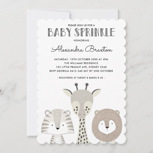 Minimalist Jungle Safari Baby Sprinkle Invitation (Front)