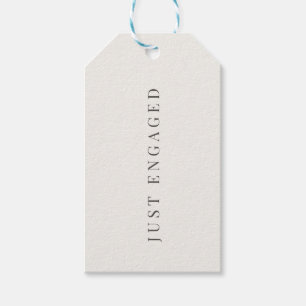 Minimalist ‘Just Engaged’ Gift Tag   Warm White 