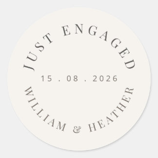 Minimalist ‘Just Engaged’ Sticker | Warm White