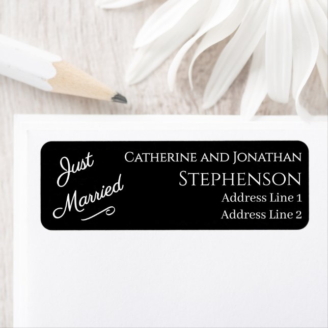 Minimalist Just Married Return Address Labels (Insitu)