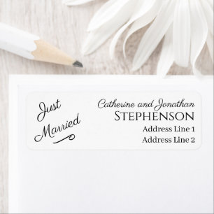 Minimalist Just Married Return Address Labels