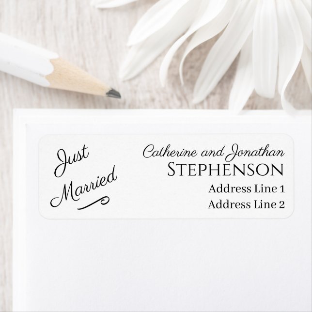 Minimalist Just Married Return Address Labels (Insitu)
