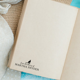 Minimalist Kangaroo From the Library Of, Book  Rubber Stamp
