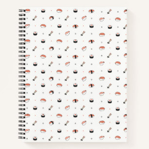 Minimalist Kawaii Sushi Pattern Cute Japanese Food Notebook