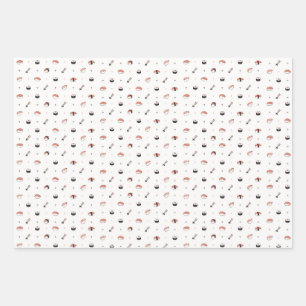 Minimalist Kawaii Sushi Pattern Cute Japanese Food Wrapping Paper Sheet