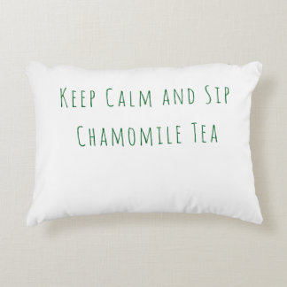 Minimalist Keep Calm and Sip Chamomile Tea Quote  Decorative Cushion