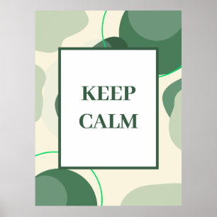 Minimalist "Keep Calm" Sage Green Abstract Art Poster