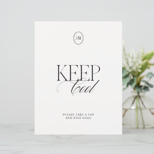 Minimalist Keep Cool Fan Wedding Sign (Standing Front)