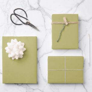 Minimalist khaki green solid plain elegant gift wrapping paper sheet