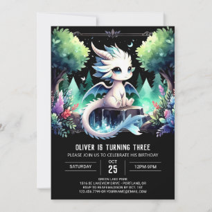 Minimalist Kids Dragon Birthday Invitation