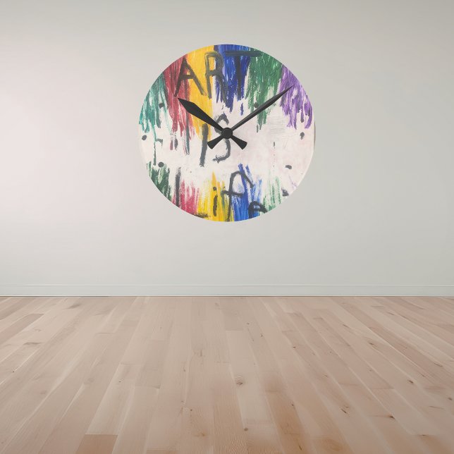  Minimalist Kids Rainbow ART IS LIFE   Round Clock (Creator Uploaded)