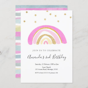 Minimalist Kid's Rainbow Birthday Invitation