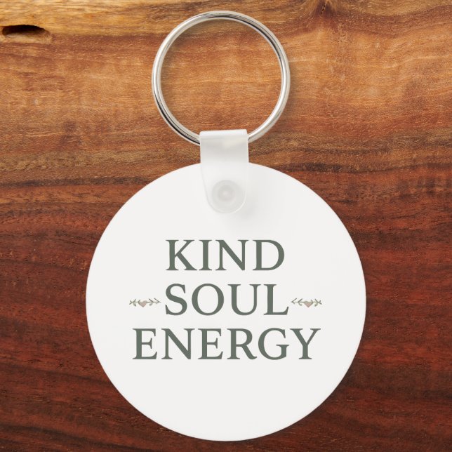 Minimalist "Kind Soul Energy" Typography Key Ring (Front)