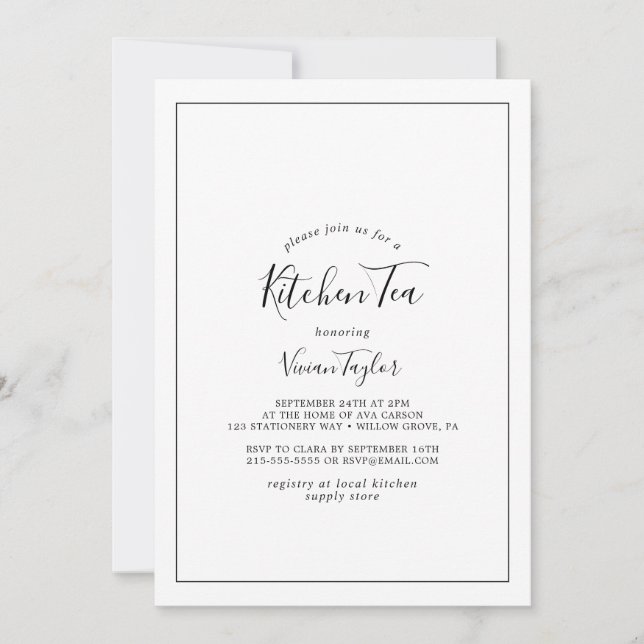 Minimalist Kitchen Tea Invitation (Front)