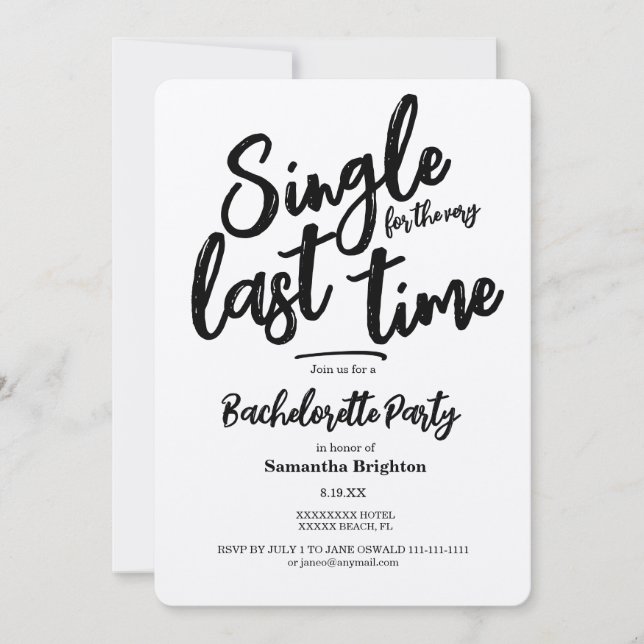 Minimalist Kraft Bachelorette Party Invitation (Front)