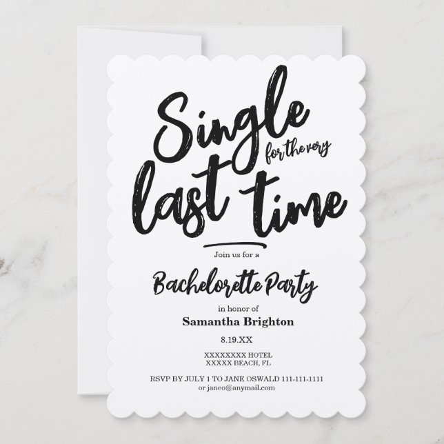 Minimalist Kraft Bachelorette Party Invitation (Front)