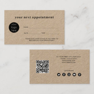 Minimalist Kraft Business Next Appointment Card