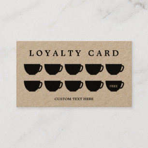 Minimalist Kraft Coffee Cup Café Shop Loyalty Card