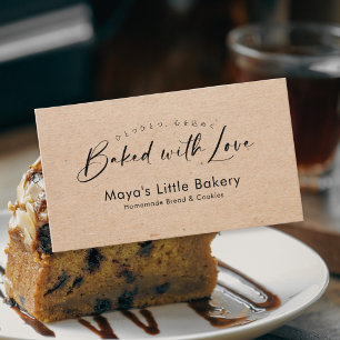 Minimalist Kraft Elegant Script Bakery Business Card