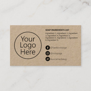 Minimalist Kraft Ingredients Instructions Logo Business Card