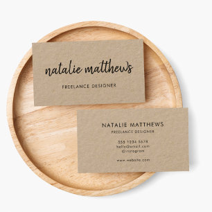 Minimalist Kraft   Modern Rustic Handwritten Business Card