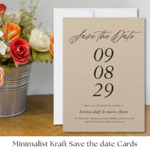 Minimalist Kraft paper Save the date Invitation