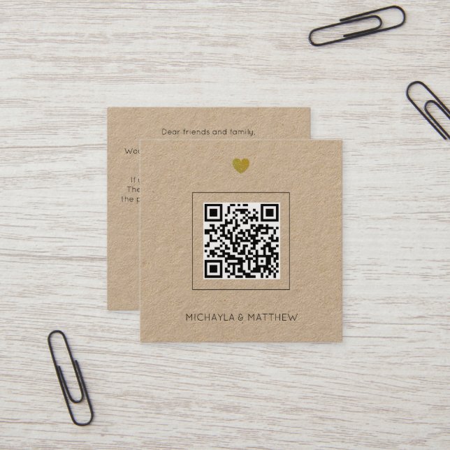 Minimalist Kraft QR Code  Wedding Invitation (Front/Back In Situ)
