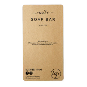 Minimalist Kraft Soap Bar Product Labels