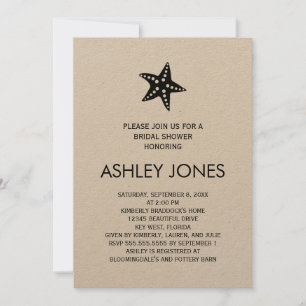 Minimalist Kraft Starfish Bridal Shower Invitation