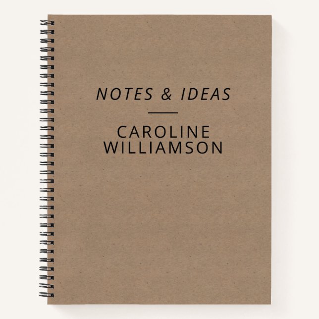 Minimalist Kraft Style Personalised Name Notebook (Front)
