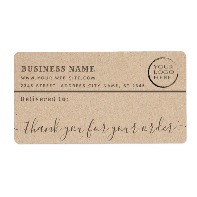 Minimalist Kraft thank you business mailing label (Front)