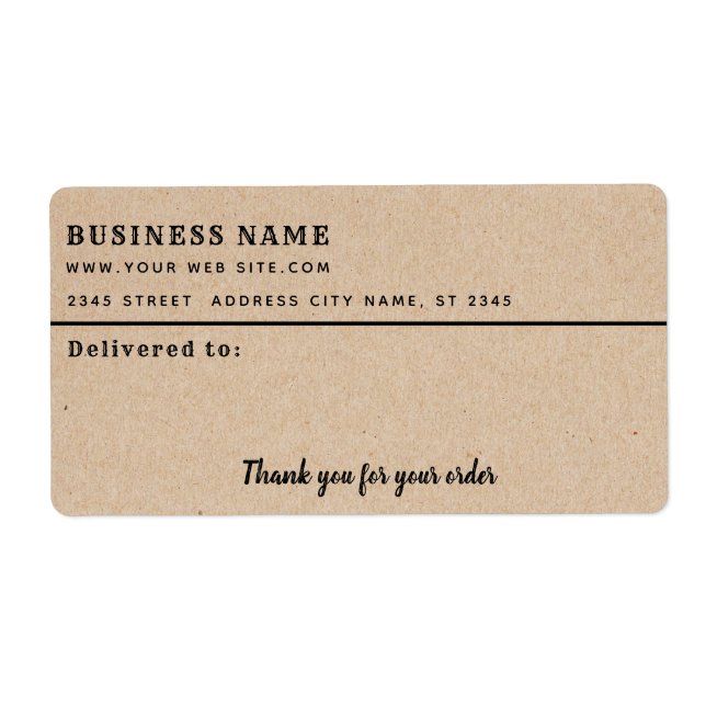 Minimalist kraft thank you business mailing label (Front)