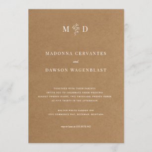 Minimalist Kraft Wedding Invitation