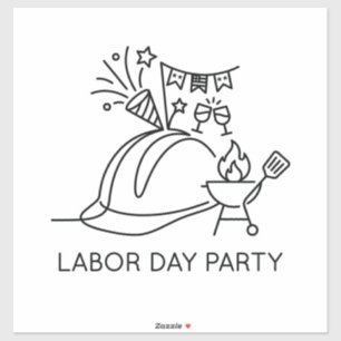 Minimalist Labour Day Party Hard Hat & Grill Line