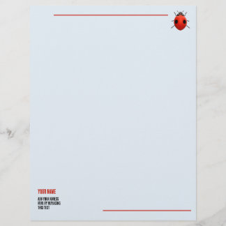 Minimalist Ladybug Custom Name Stationery Letterhead