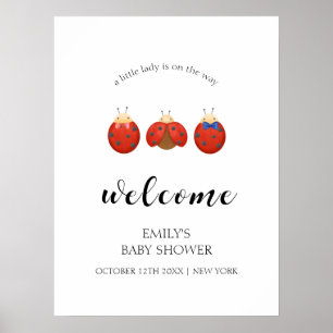 Minimalist Ladybug Family Baby Shower Welcome  Poster